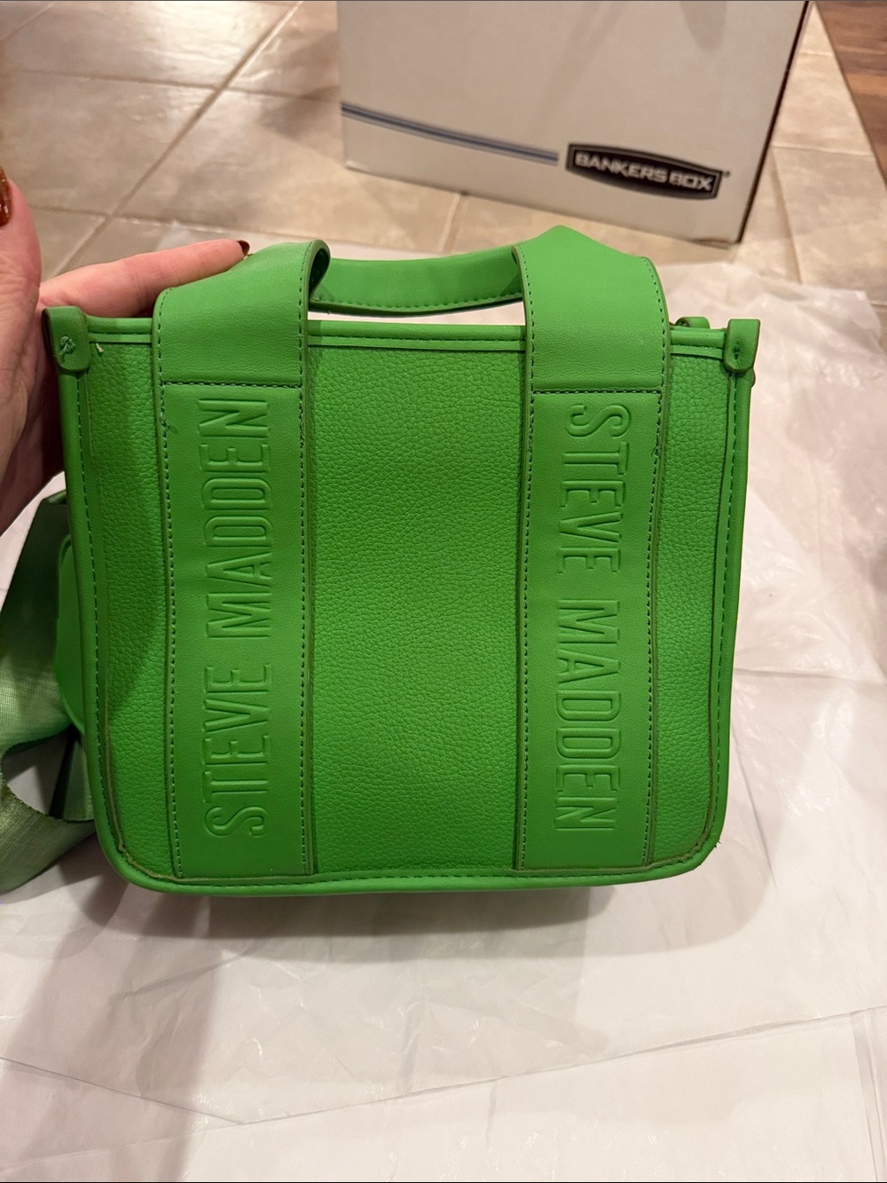 Steve Madden Lime Green Embossed Crossbody Bag